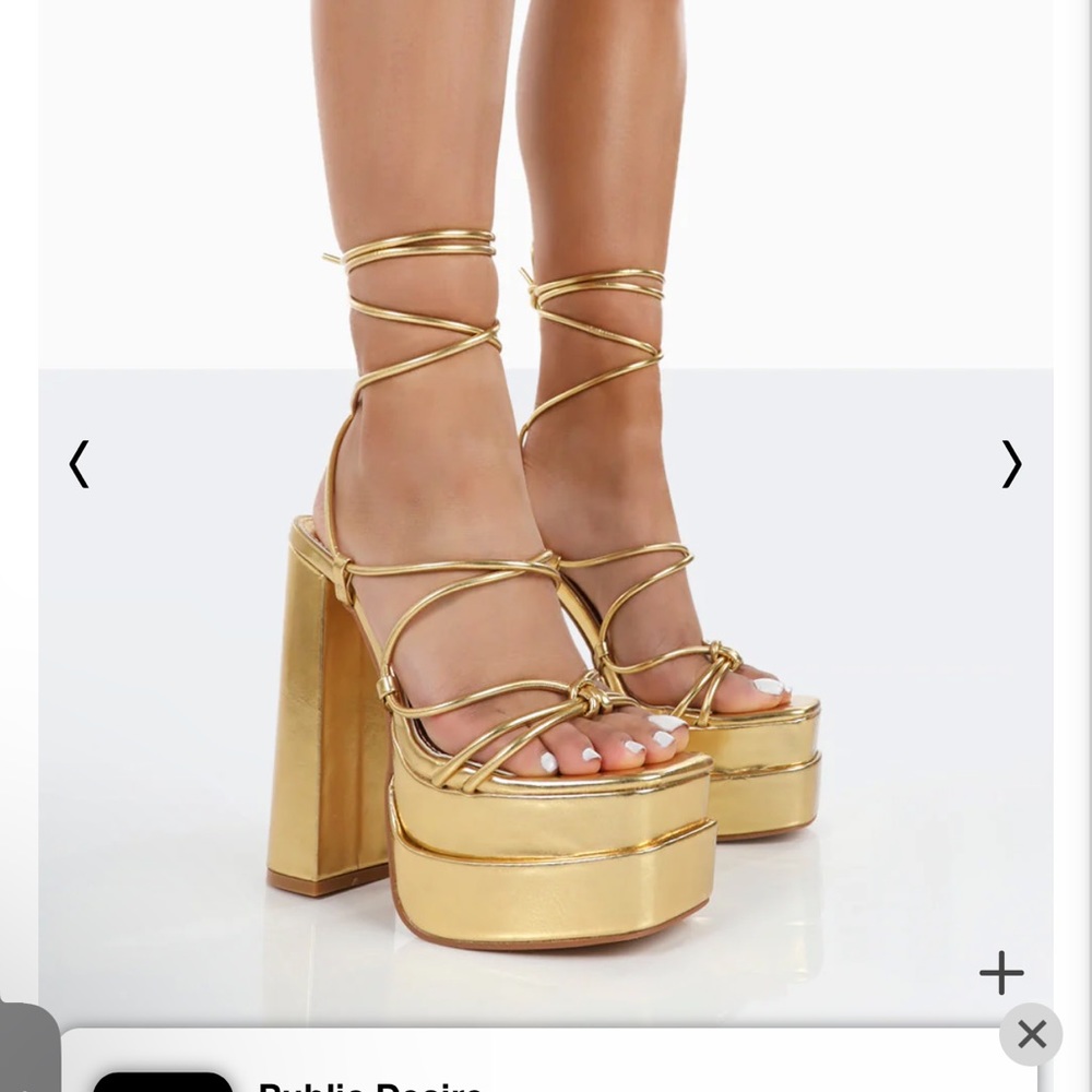 Platform Gold Tie Up Shoes